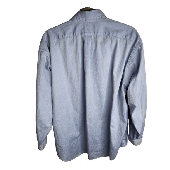 Ralph Lauren Mens Size 17-34‎ Yarmouth Cotton Button Down Oxford Shirt Blue FLAW - Picture 6 of 11